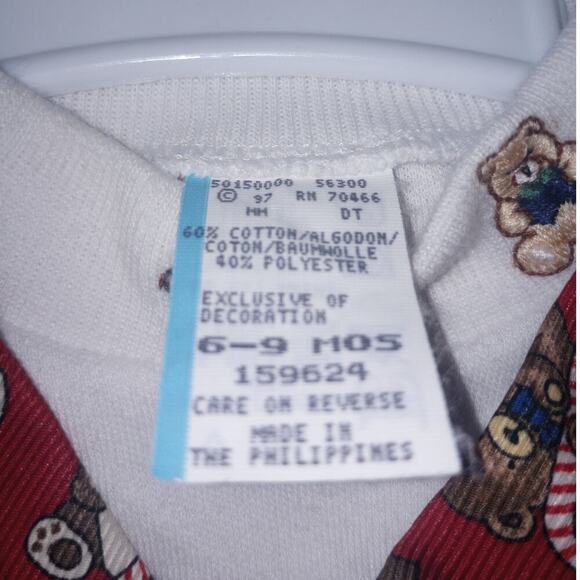 Infant Vintage Teddy Bear 3 Piece Outfit Vest 1997 Velvet 6-9 Months - Picture 3 of 4